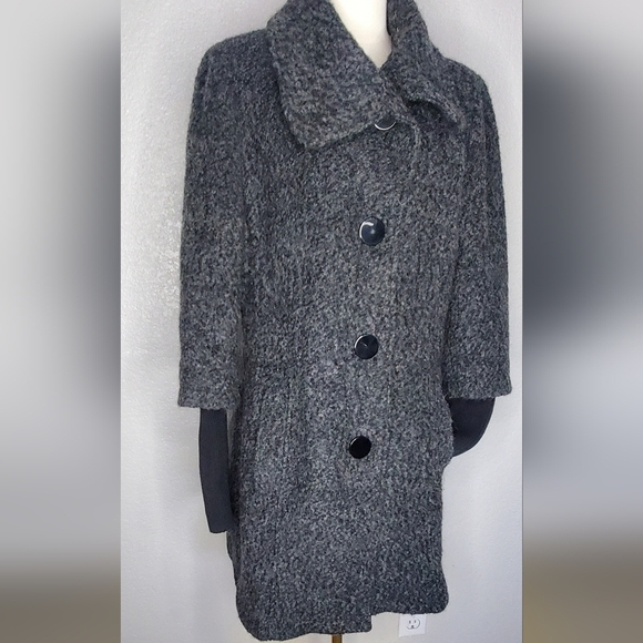 Mossimo Heathered Gray & Black Wool Blend Long Over Coat Trench Coat Size Large - Picture 5 of 10
